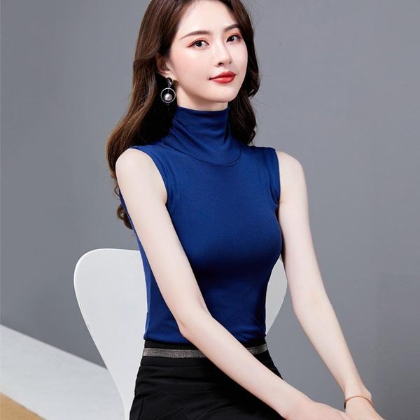 

women's t-shirt summer for women 2021 turtleneck basic sleeveless lace tank female plus size white black blue