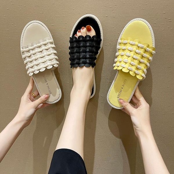 

shoes slippers soft low slipers women slides shale female beach platform fashion comfort 2021 sabot flat luxury pu basic rubber, Black