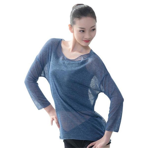 

yizyif 2021 women long sleeve yoga fitness running t shirts gym wear sportwear female dancing mesh blouse training leotard outfits, White;red