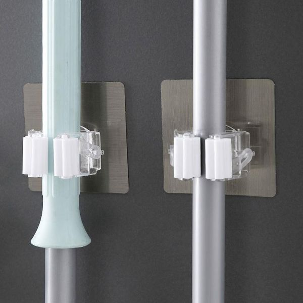 

hooks & rails 2/5pcs adhesive strong multi-purpose wall mounted mop organizer holder rackbrush broom hanger hook kitchen bathroom