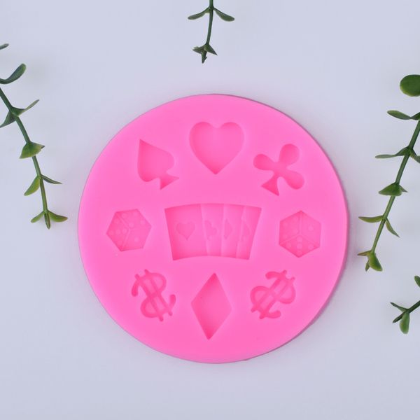 

1pcs sugar stencil soap mould kitchen supplies 3d silicone mold diy baking tool cake decoration poker pattern multi purpose pink