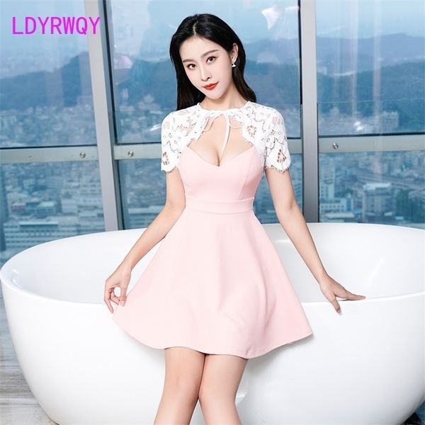 

technician night show low cut women's nightclub dress office lady zippers knee-length polyester 210416, Black;gray