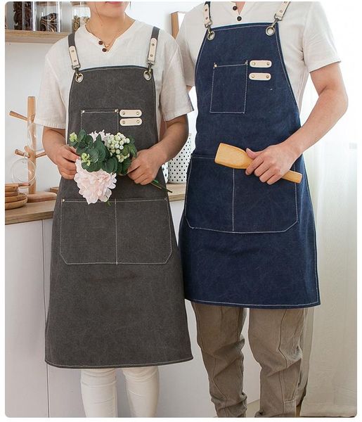

aprons denim apron female thick wear-resistant couple anti-fouling household kitchen women custom logo work clothes male
