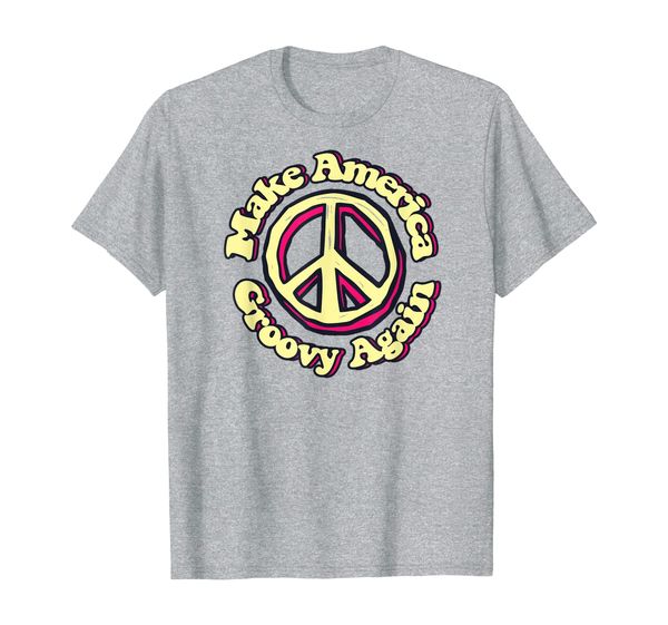 

make america groovy again encircle large peace sign t shirt, White;black