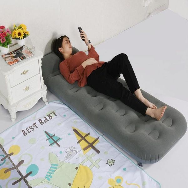 

outdoor pads portable inflatable mattress flannel surface single air bed with pillow camping tent sleeping pad foldable seat cushion