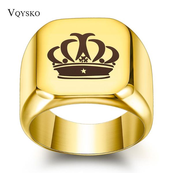 

cluster rings fashion hip hop crown ring men accessories vintage punk rock big biker signet four colors tibetan jewelry, Golden;silver