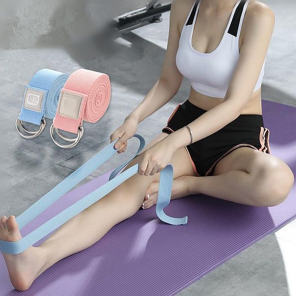 

yoga stretch strap d-ring belt fitness exercise gym rope sports figure waist leg resistance lacing training bands