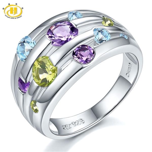 

natural gemstone silver rings 925 solid wedding colorful crystal original design exquisite engagement 211217, Slivery;golden