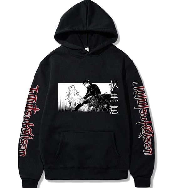 

men's hoodies & sweatshirts 2021 anime hoodie jujutsu kaisen loose sweatshirt pullover clothes, Black