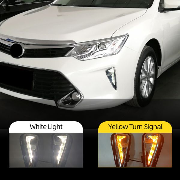 2шт автомобиль светодиодный DRL для Toyota Camry 2015 2016 2017 дневной ходовой свет фары фары фар противотуманные фары противотуманные лампы