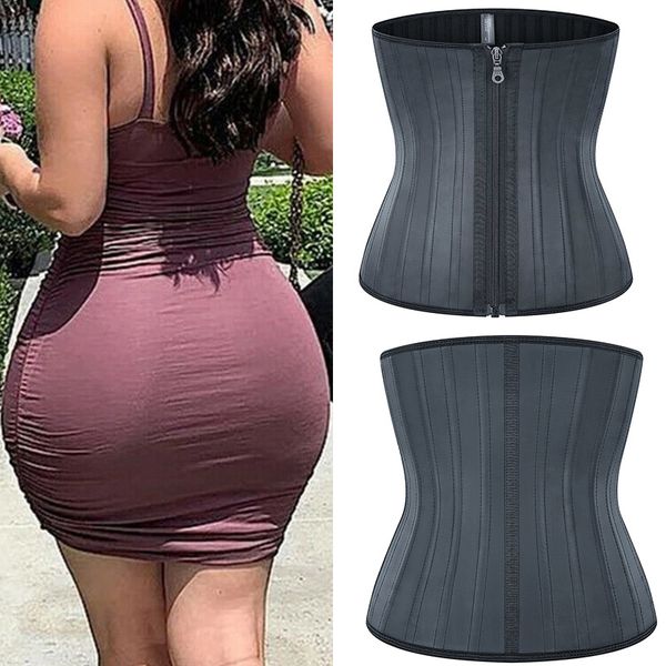 

25 steel bone waist trainer stomach slimming belly belt modeling straps corset latex waist cincher body shaper fajas shaperwear