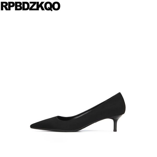 

dress shoes 2021 office medium heels black thin pumps scarpin pointed toe luxury size 33 nude slip on casual women stiletto suede 4 34