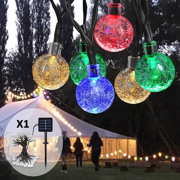 

solar lamps 50 leds crystal ball 5m/10m lamp power led string fairy lights garlands garden christmas decor for outdoor
