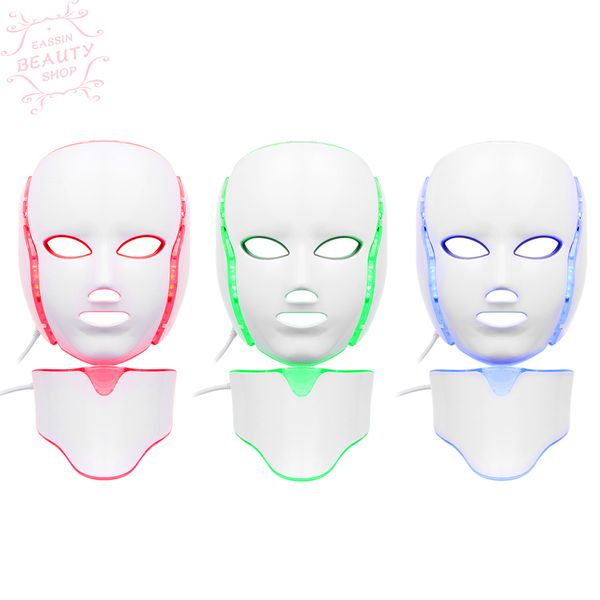 

beauty skin rejuvenation face & neck mask led pn therapy 7 color light treatment anti aging acne spot removal wrinkles whitening facial care