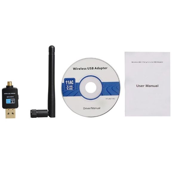 

hubs usb wifi adapter - dual band 2.4g/5.8g mini wireless network card 600mb data receiver high power dropship