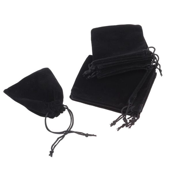 

gift wrap 10pcs 7*9cm drawstring wedding favor bags candy bag jewelry pouch (black)