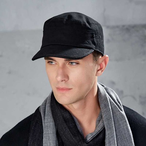 

wide brim hats winter men outdoor hat men's cotton leisure duck tongue spring and autumn military solid flat top, Blue;gray