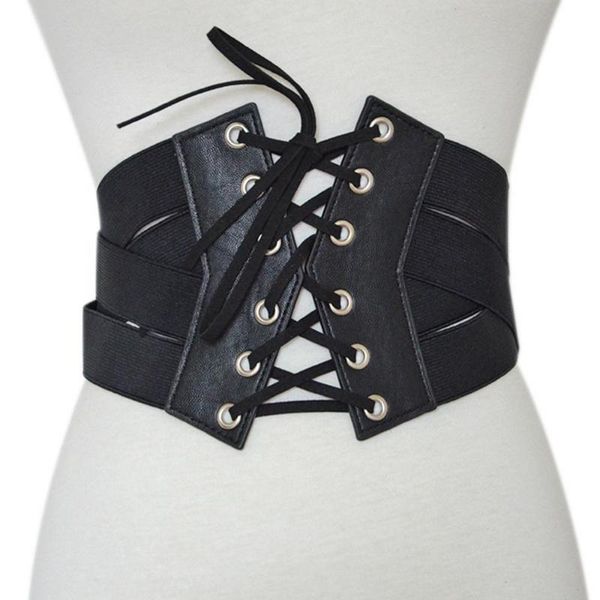 

belts 80% fashion women elastic zipper cross tie-up wide waist belt corset dress waistband cummerbunds clothing accesoories, Black;brown