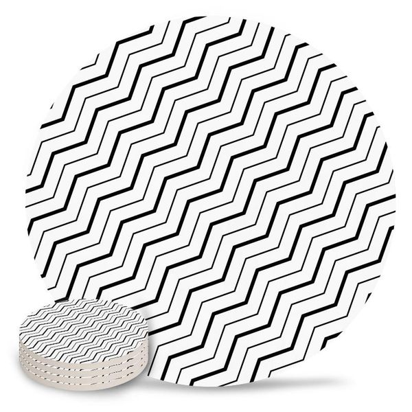 

mats & pads black and white pattern coasters for cup dining table kitchen decor non slip home decoration accessories modern
