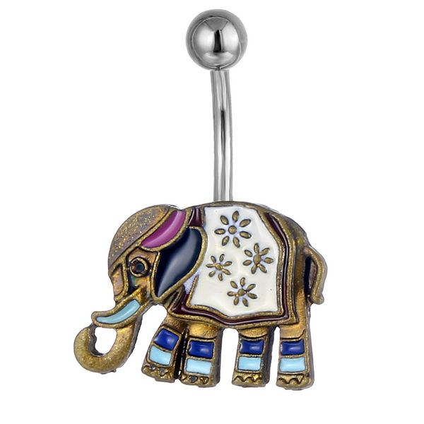 

d0703 elephant belly navel stud, Silver