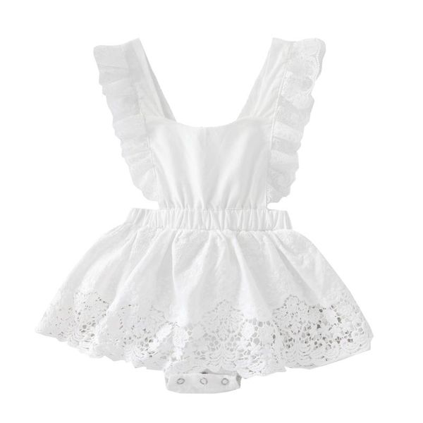 

jumpsuits baby girl lace romper summer infant kids ruffle sleeve jumpsuit outfit clothes, Blue