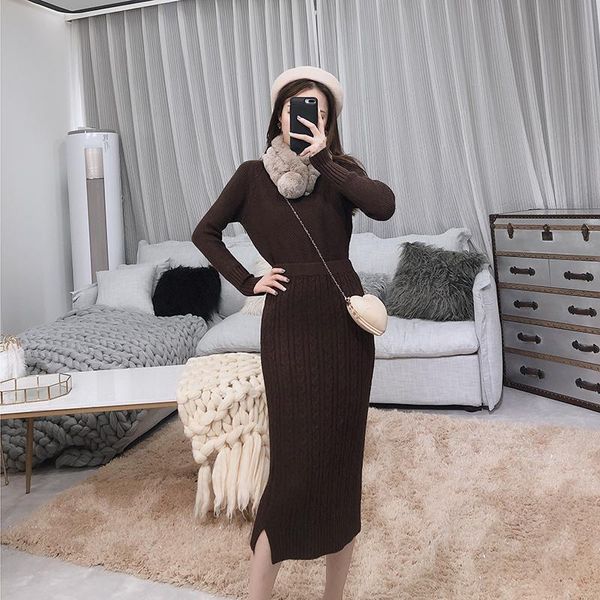 

fashion women's two piece set knitted sweater+skirt autumn and winter pants, White