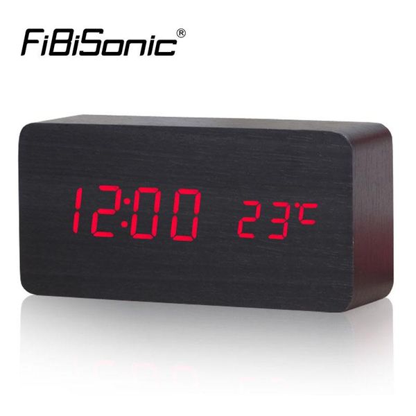 

other clocks & accessories fibisonic led display digital alarm clock with temperature sounds control activated home decor table despertador