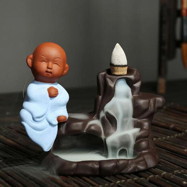 

fragrance lamps backflow incense burner ceramic monk buddha stick waterfall holder censer home decors
