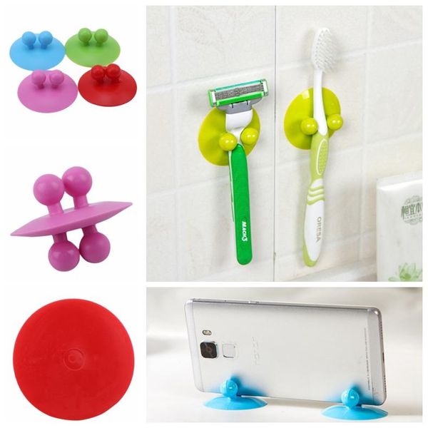 

hooks & rails 2 pcs multifunctional vacuum sucker kitchen supplies hanging hook suction cups ufo shape plastic bathroom accessories