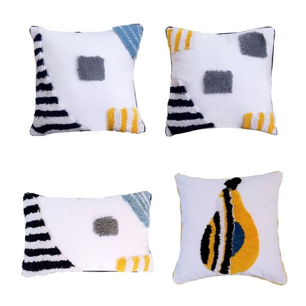 

pillow case lumbar boho woven tufted irregular pear stripe pattern cushion cover