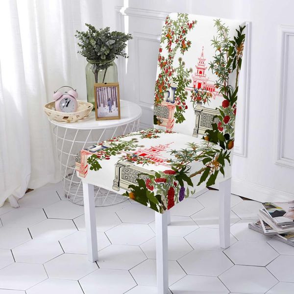 

chair covers plant flowers pattern dining room stretch seat cover fancy universal