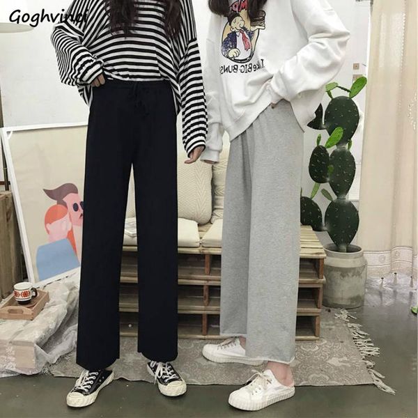 

women's pants & capris women solid ankle-length lace-up leisure chic plus size 3xl loose friends trousers slim korean style daily stree, Black;white
