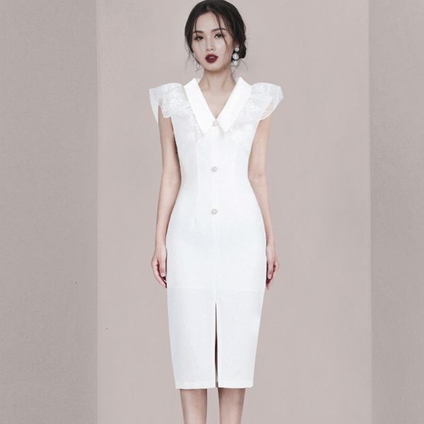 

casual dresses summer stylish women patchwork v-neck elegant work office sleeveless sheath slim dress qxnh, Black;gray