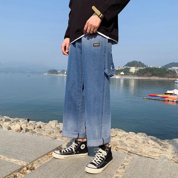 

brand men's fashion jeans for young men pants casual slim straight trousers, Blue