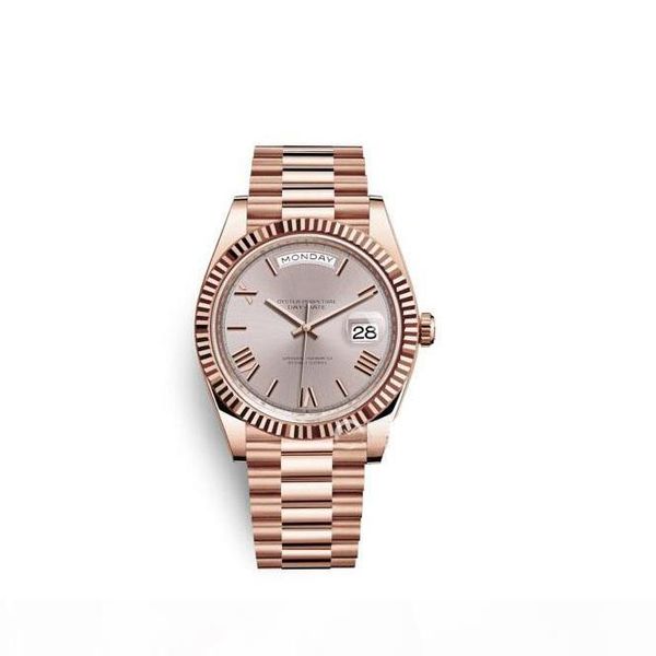

factory outlet daydate 40mm 228235 228345 cal.3255 automatic 228206 men's watch pink dial 18k rose gold case sapphire fashion watch, Slivery;brown