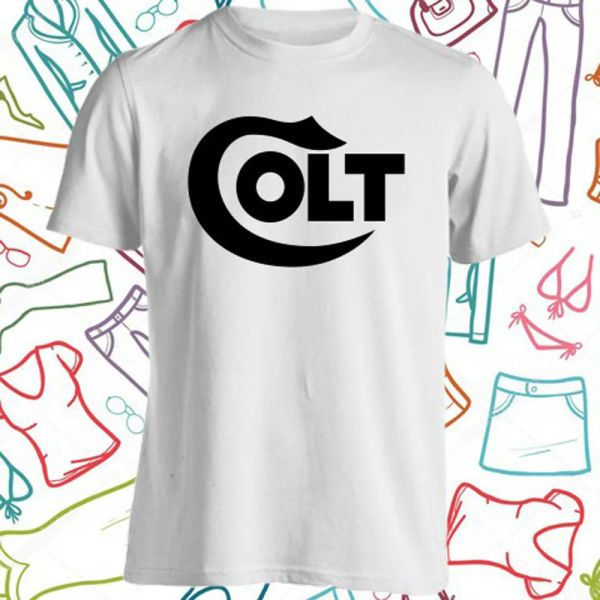 

colt logo rifles firearms revolver men's white t-shirt size s to 3xl, White;black