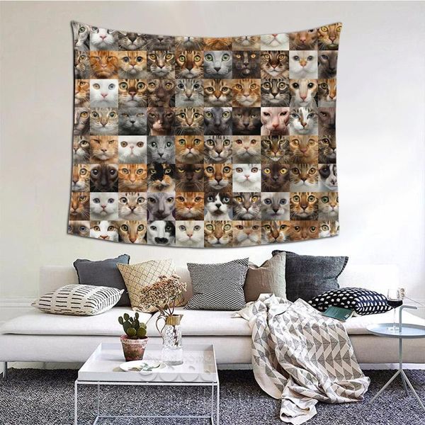 

tapestries cat faces tapestry art wall poster hanging blankets sofa table cover home decor