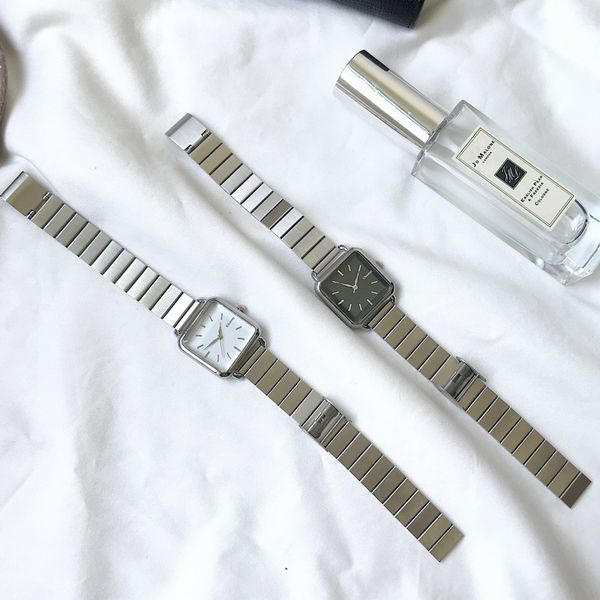 

simple silver women watches ulzzang brand exquisite stainless steel ladies wristwatches fashion minimalist female quartz clock, Slivery;brown