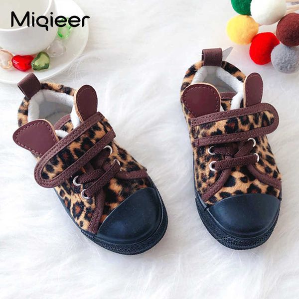 2020 di Inverno Dei Bambini Peluche Scarpe Da Ginnastica Del Bambino Comfort Scarpe Calde Delle Ragazze Dei Ragazzi Della Stampa Del Leopardo di Gomma Antiscivolo Infantile Scarpe di Cotone Del Bambino G1025