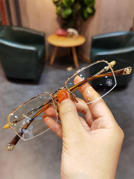 

fashion sunglasses frames jiandan ultra-light men and women designer retro myopia personality half-frame square business plain anti blue lig, Black