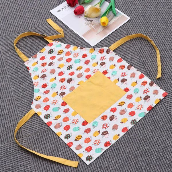 

aprons children cotton cartoon hedgehog pattern painting kids for cooking baking kitchen (small size, hedgehog)