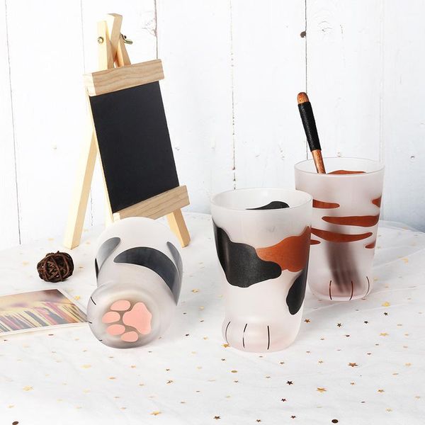 

novelty cat claw cup milk glass frosted cute creative foot print mug coffee kids breakfast wine glasses