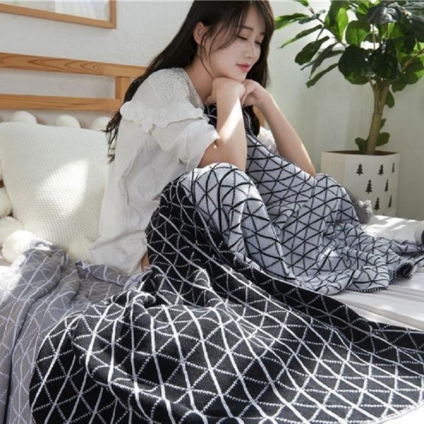 

blankets checkered simple triangle knitted woolen blanket office nap air conditioner cover