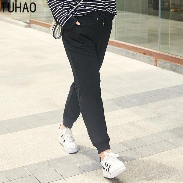 

women's pants & capris tuhao 2021 autumn winter fall large sportswoman plus size 6xl 5xl 4xl casual active wear female black trousers p, Black;white