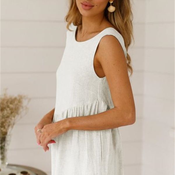 

women's jumpsuits & rompers summer women loose casual cotton linen sleeveless solid playsuits plus size woman open back, Black;white