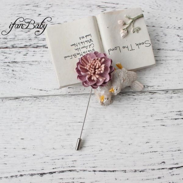 

pins, brooches fashion brooch men women pins burn flower lapel suit wedding clip, Gray