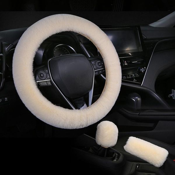 

steering wheel covers 38cm car cover shift handbrake protector decoration winter plush warmth auto parts