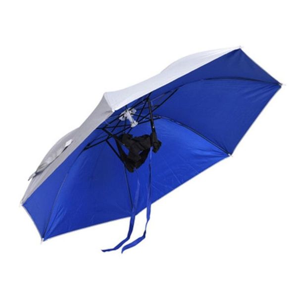 

outdoor sports single foldable sun umbrella hat golf fishing hunting camping beach headwear cap portable head brolly tents and shelters