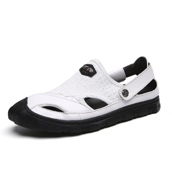 

sandals men's closed toe 2021 male summer shoes holiday beach for men slip on white rome, Black