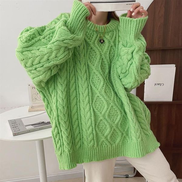 

women's sweaters winter casual pullover sweater twist knitted loose fashion korean female 2021, White;black